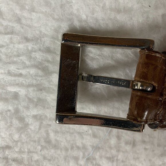 Talbots‎ Belt Women's Medium Brown Leather Crocodile Print Square Buckle 9604 - Picture 7 of 12